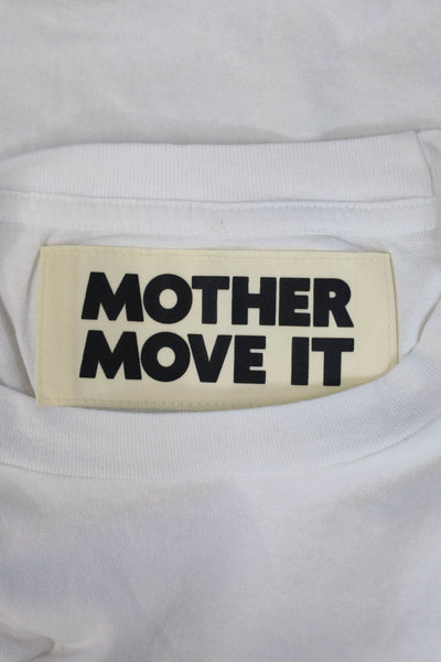 Mother Women Cropped Basic White Cotton Crew Neck Short Sleeve T-Shirt Size S