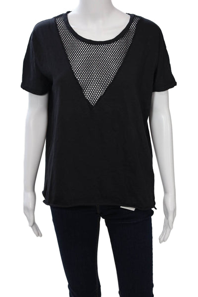 Ragdoll Women Basic Jersey T-Shirt Black Cotton Short Sleeve Size L