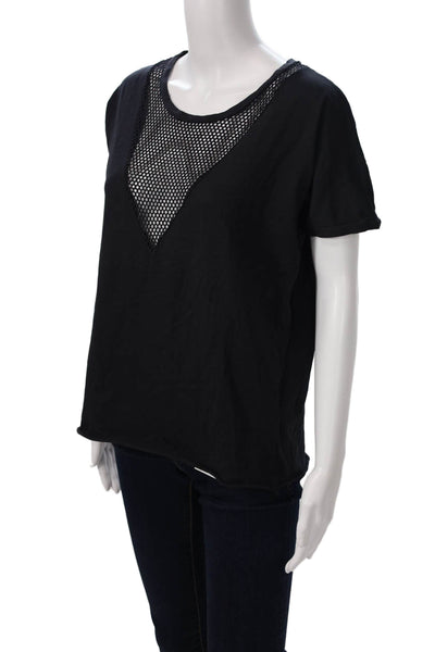 Ragdoll Women Basic Jersey T-Shirt Black Cotton Short Sleeve Size L