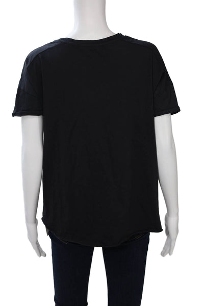 Ragdoll Women Basic Jersey T-Shirt Black Cotton Short Sleeve Size L