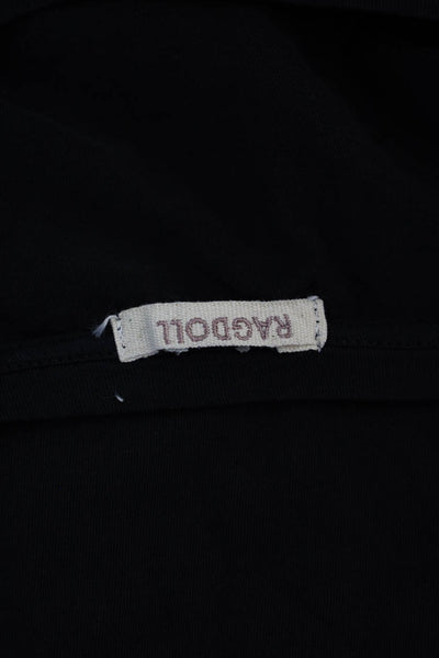 Ragdoll Women Basic Jersey T-Shirt Black Cotton Short Sleeve Size L