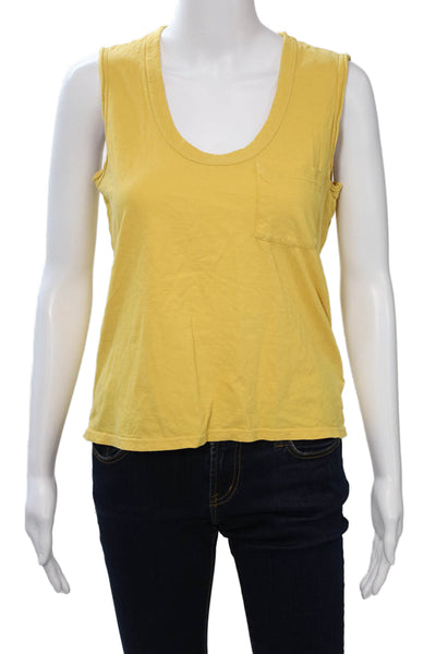 Standard James Perse Women Jersey Tank Yellow Graphic Roundneck Size 1