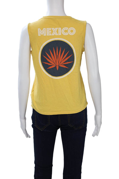Standard James Perse Women Jersey Tank Yellow Graphic Roundneck Size 1