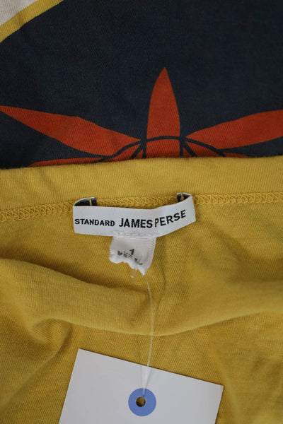 Standard James Perse Women Jersey Tank Yellow Graphic Roundneck Size 1