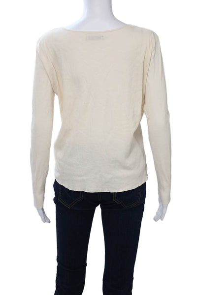 Ragdoll Womens Beige Cotton Long Sleeve Bohemian Basic Top Size XS