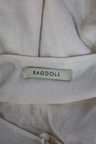 Ragdoll Womens Beige Cotton Long Sleeve Bohemian Basic Top Size XS