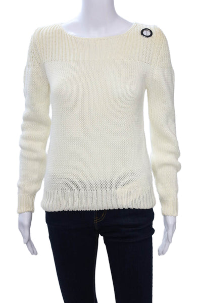 Joseph Unisex Pullover Sweater White Cotton Round Neck Long Sleeve Size S