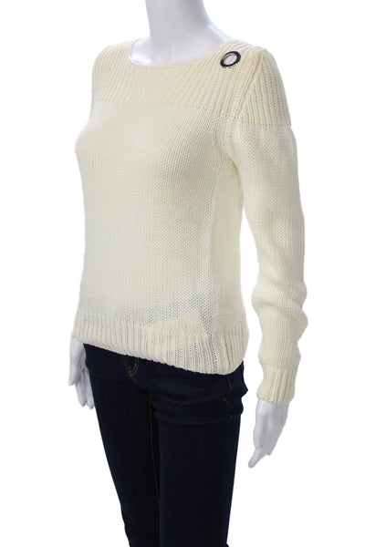 Joseph Unisex Pullover Sweater White Cotton Round Neck Long Sleeve Size S