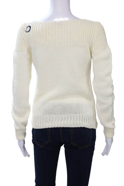 Joseph Unisex Pullover Sweater White Cotton Round Neck Long Sleeve Size S