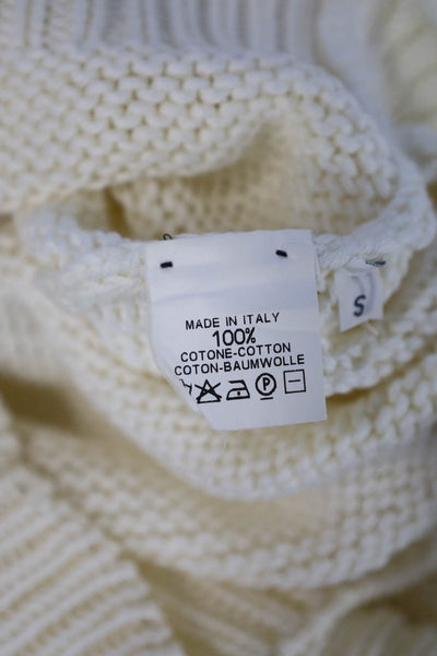 Joseph Unisex Pullover Sweater White Cotton Round Neck Long Sleeve Size S