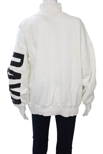 Daya by Zendaya Women Pullover Sweatshirt Black Mockneck Graphic Cotton Size XS