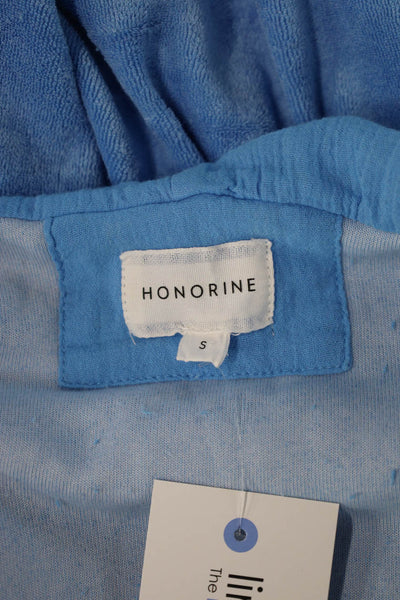 Honorine Women Pullover Hoodie Blue V-Neck Drawstring Long Sleeve Size S