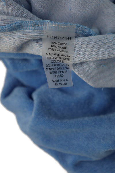 Honorine Women Pullover Hoodie Blue V-Neck Drawstring Long Sleeve Size S