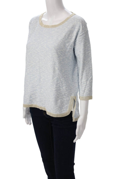 Amina Rubinacci Women Basic Light Blue 3/4 Sleeve Round Neck Top Size 42