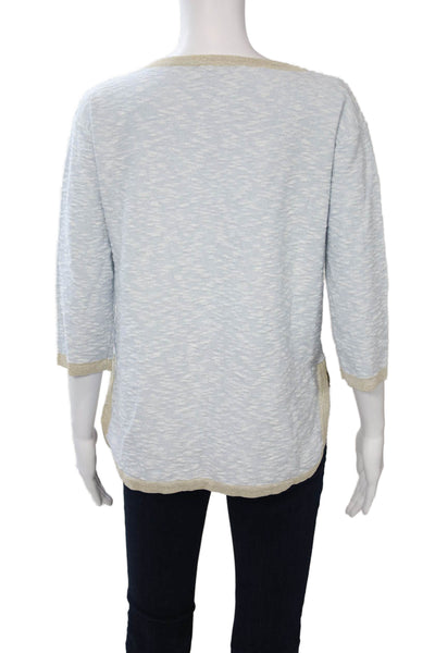 Amina Rubinacci Women Basic Light Blue 3/4 Sleeve Round Neck Top Size 42