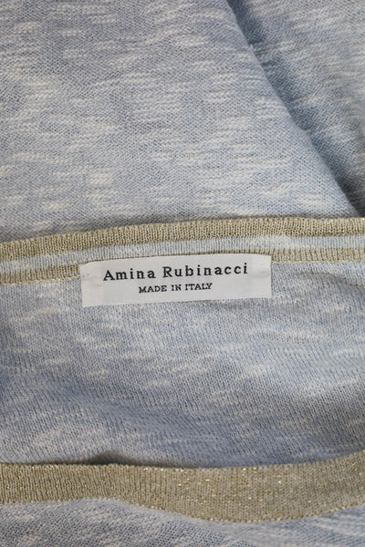 Amina Rubinacci Women Basic Light Blue 3/4 Sleeve Round Neck Top Size 42