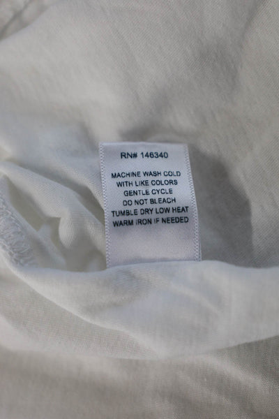Amo Women Cropped Basic T-Shirt White Crew Neck Short Sleeve 100% Cotton Size S