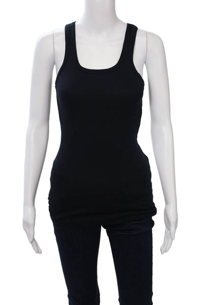 Splendid Women Basic Cotton Square Neck Tank Black Size M