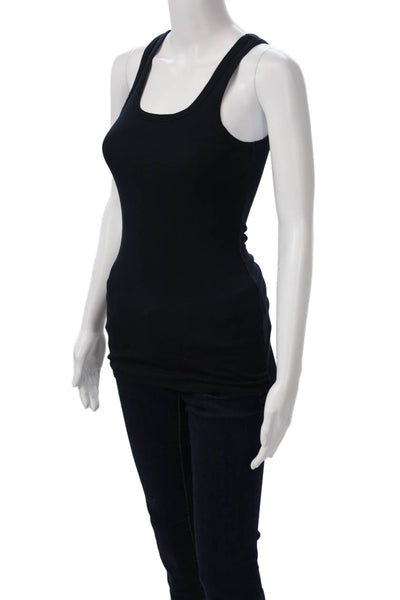 Splendid Women Basic Cotton Square Neck Tank Black Size M