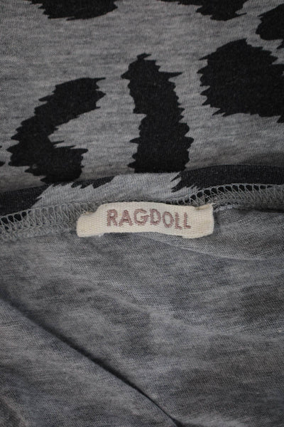 Ragdoll Womens Jersey Leopard Tank Gray Sleeveless Round Neck Size XS