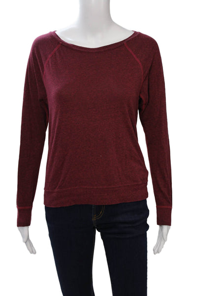 Current/Elliott Women Basic Jersey Long Sleeve Top Red Round Neck Size 0