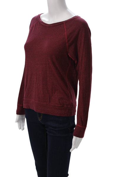 Current/Elliott Women Basic Jersey Long Sleeve Top Red Round Neck Size 0