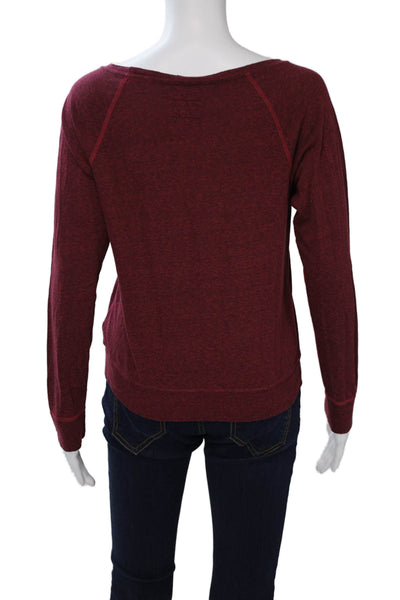 Current/Elliott Women Basic Jersey Long Sleeve Top Red Round Neck Size 0