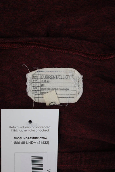 Current/Elliott Women Basic Jersey Long Sleeve Top Red Round Neck Size 0