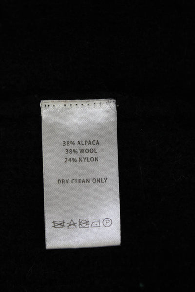 Lilla P Womens Pullover Black Crewneck Alpaca Wool Zip Short Sleeve Size M