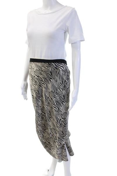 Cami NYC Women Beige Animal Print 100% Silk Straight Pencil Long Skirt Size S