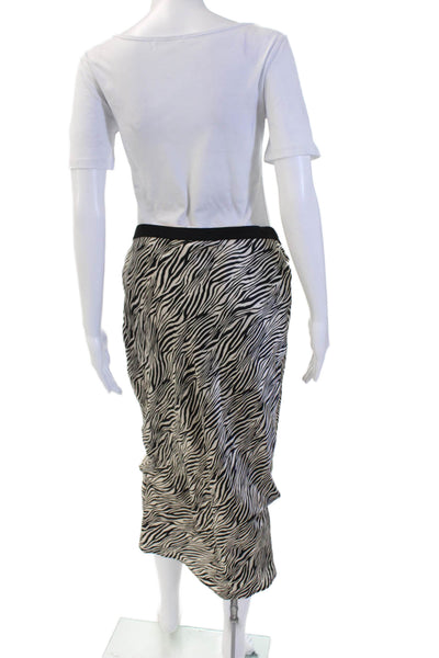 Cami NYC Women Beige Animal Print 100% Silk Straight Pencil Long Skirt Size S