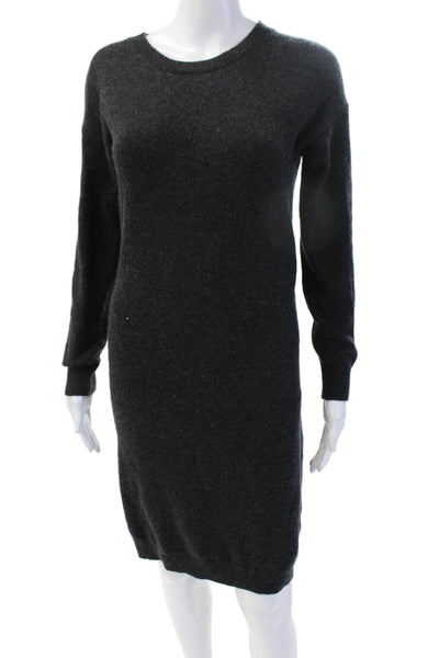 Vince Women Dark Gray Sweater Dress Wool Cashmere Long Sleeve Size XS