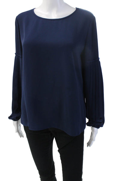 Laundry Women Blouse Dark Blue Long Sleeve Round Neck Polyester Petites Size S