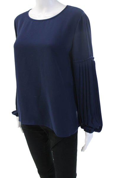 Laundry Women Blouse Dark Blue Long Sleeve Round Neck Polyester Petites Size S