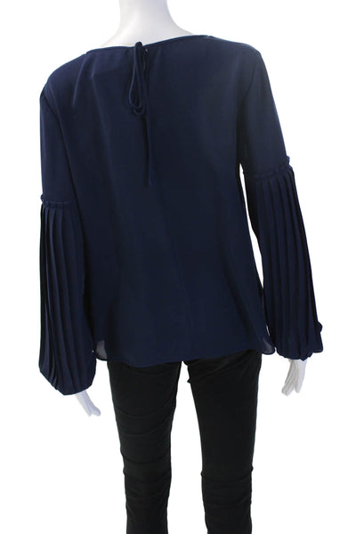 Laundry Women Blouse Dark Blue Long Sleeve Round Neck Polyester Petites Size S