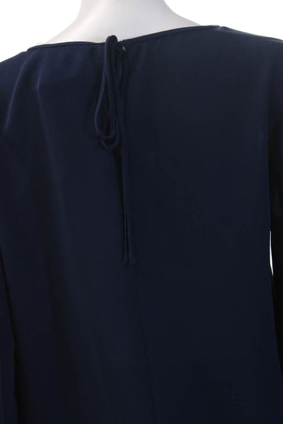 Laundry Women Blouse Dark Blue Long Sleeve Round Neck Polyester Petites Size S