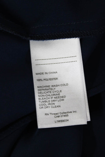 Laundry Women Blouse Dark Blue Long Sleeve Round Neck Polyester Petites Size S
