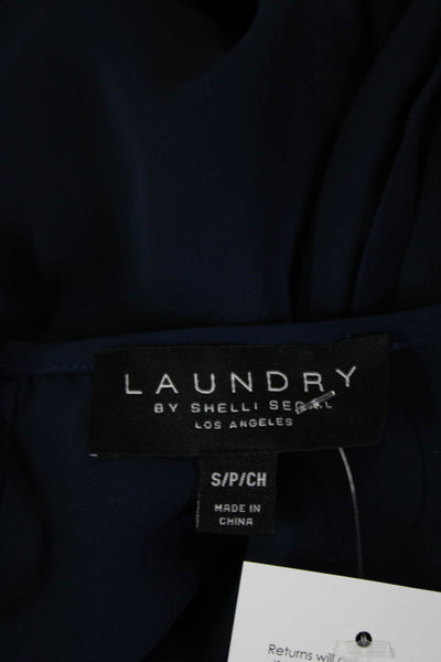 Laundry Women Blouse Dark Blue Long Sleeve Round Neck Polyester Petites Size S