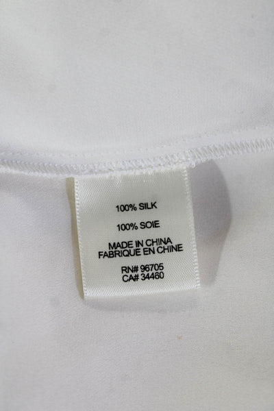 Rebecca Taylor Women White Silk Long Sleeve Blouse Classic Size S