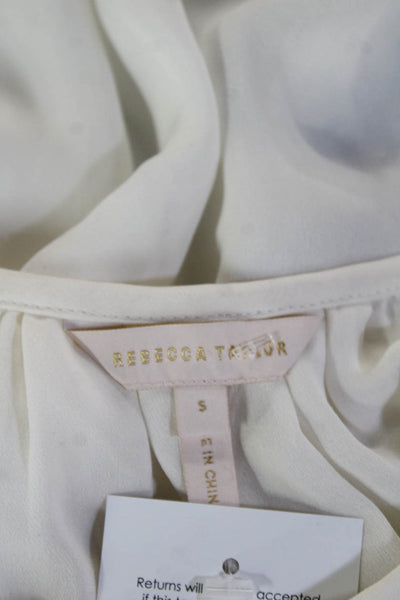 Rebecca Taylor Women White Silk Long Sleeve Blouse Classic Size S