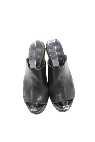 Vince Women's Open Toe Block Heels Mules Sandals Black Size 6.5
