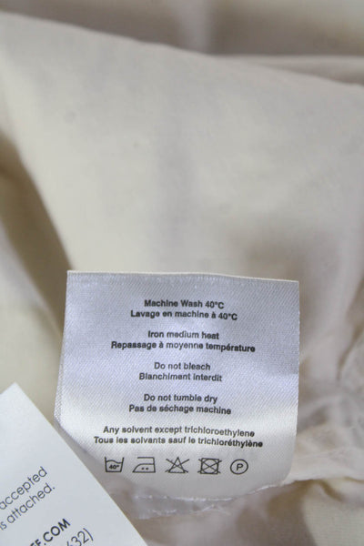 Nour Hammour Women Trench Coat White Buckle Long Sleeve Organic Cotton Size 40