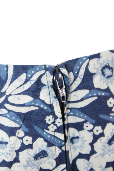 Michael Kors Unisex Dark Blue Floral Cotton Zip Shorts Size 8