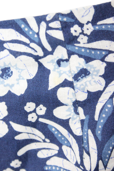 Michael Kors Unisex Dark Blue Floral Cotton Zip Shorts Size 8