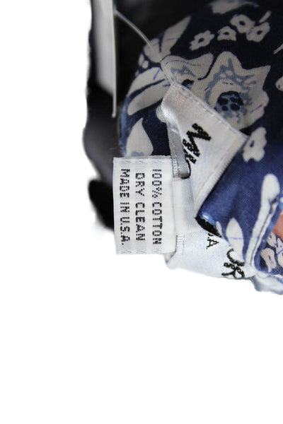 Michael Kors Unisex Dark Blue Floral Cotton Zip Shorts Size 8