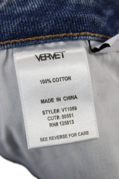 Vervet Women Boyfriend Cropped Jeans Blue Mid Rise 26in Size 25