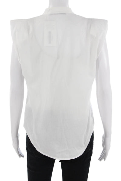 Stillwater Womens White High Neck Button Up Cotton Sleeveless Blouse Size XS