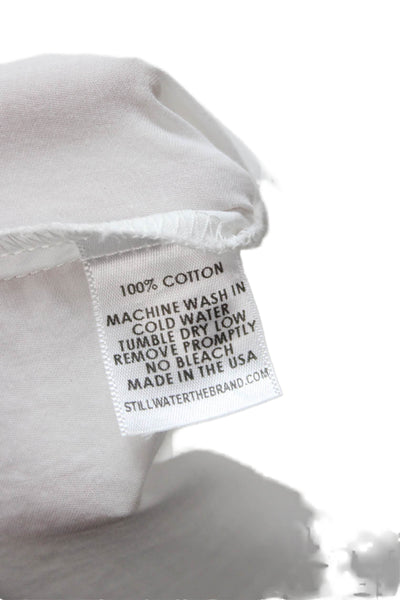 Stillwater Womens White High Neck Button Up Cotton Sleeveless Blouse Size XS