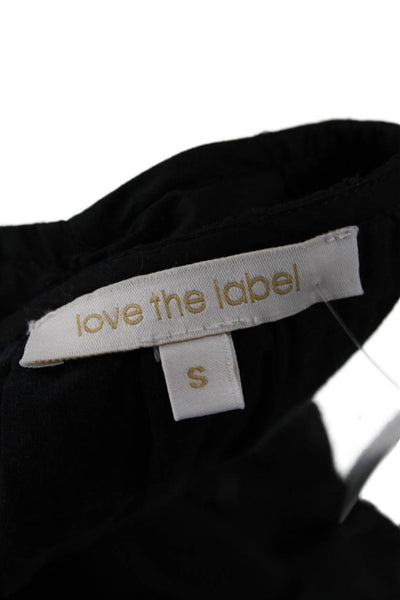 Love The Label Womens Black V-Neck Bohemian Cotton Blouse Long Sleeve Size S