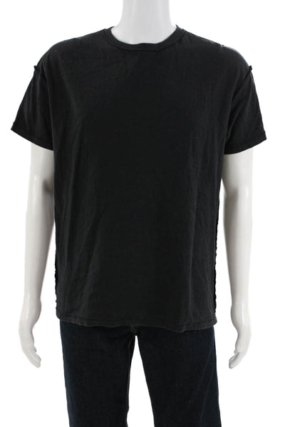 Purple Mens T-Shirt Black 100% Cotton Crew Neck Short Sleeve Size S